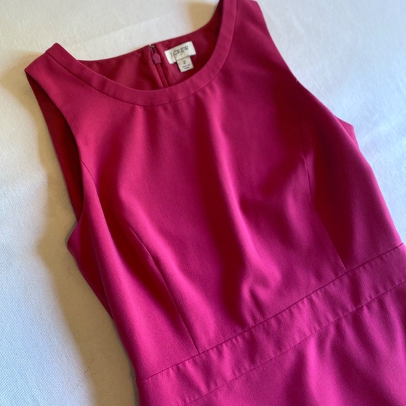 J. Crew Sleeveless Sheath Dress Sz 2 Midi Knee Length Hot Pink Barbiecore Office - Picture 2 of 10